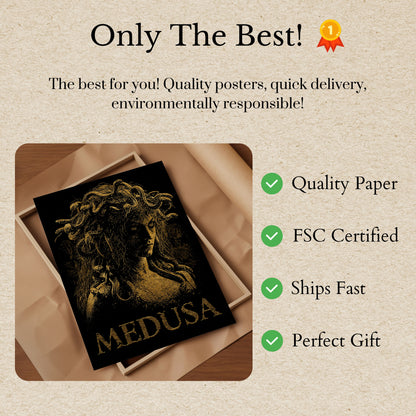 Medusa Mythological Gold Poster