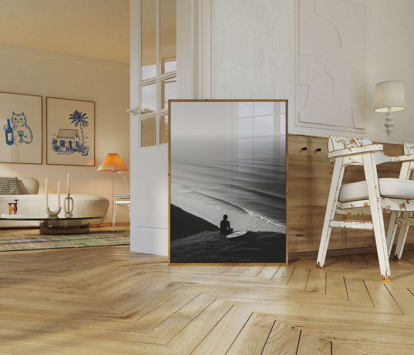 Póster de Surfista Esperando las Olas