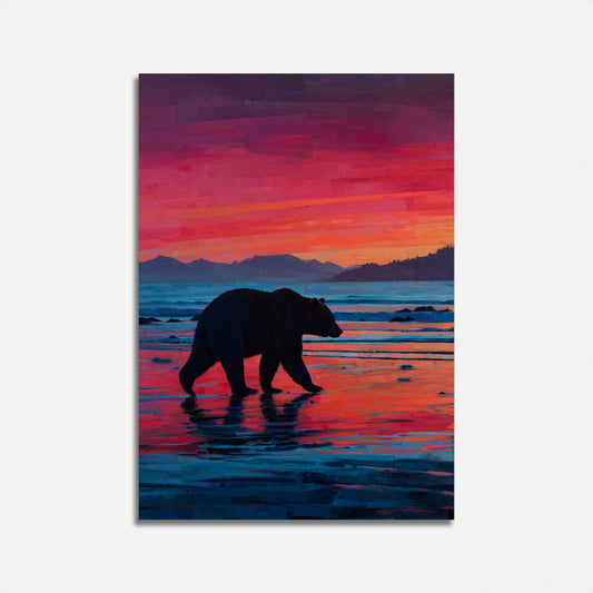 Björn vid Sunset Beach Poster