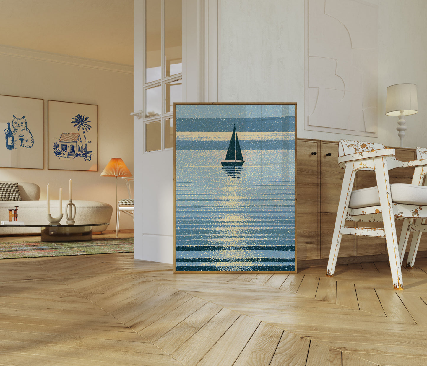 Sailboat on Shimmering Waters Poster