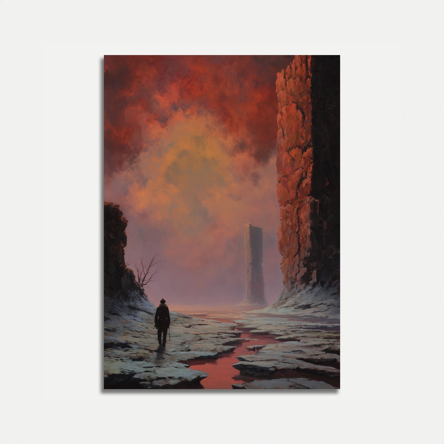 Solitary Wanderer Desert Tower Poster