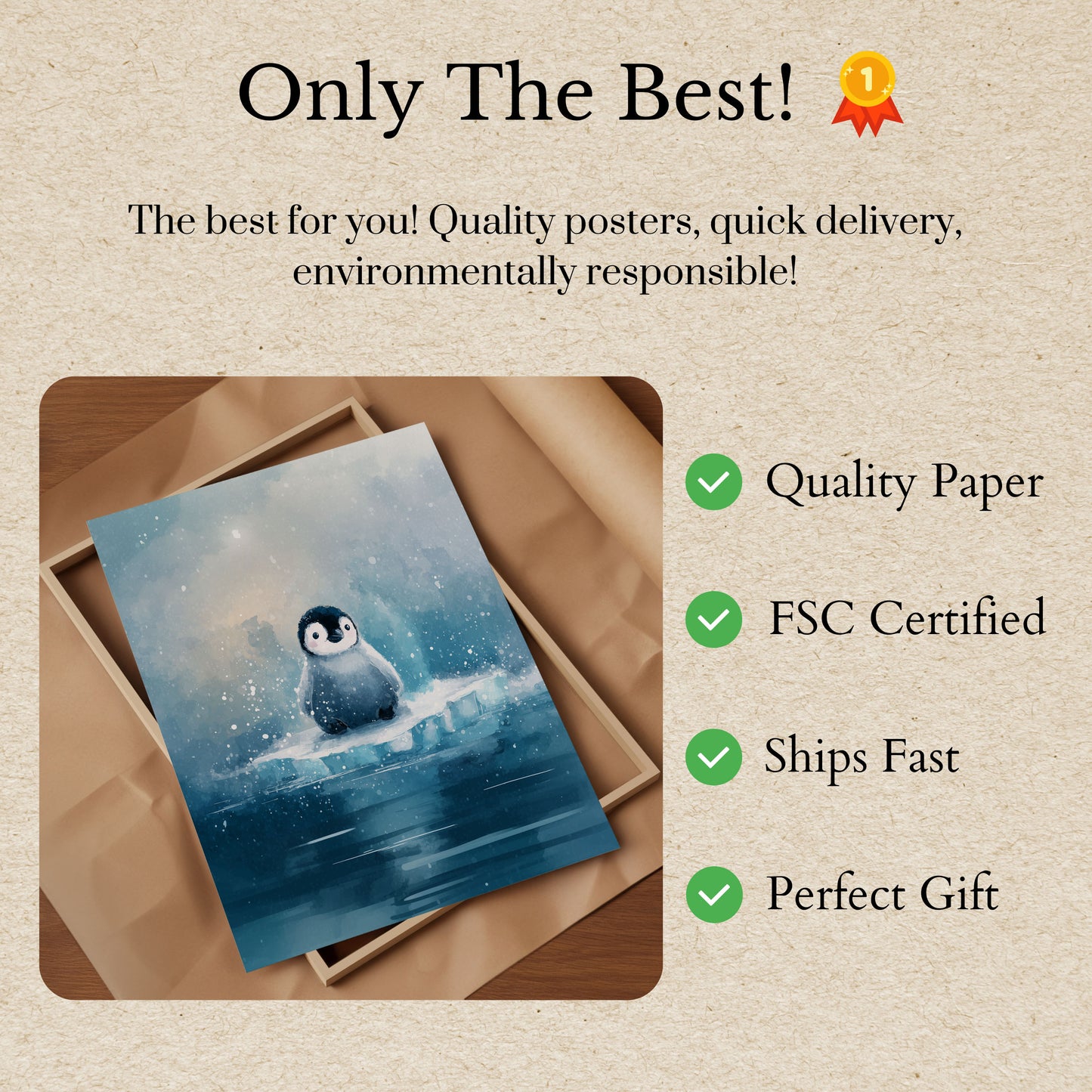 Lonely Baby Penguin Poster