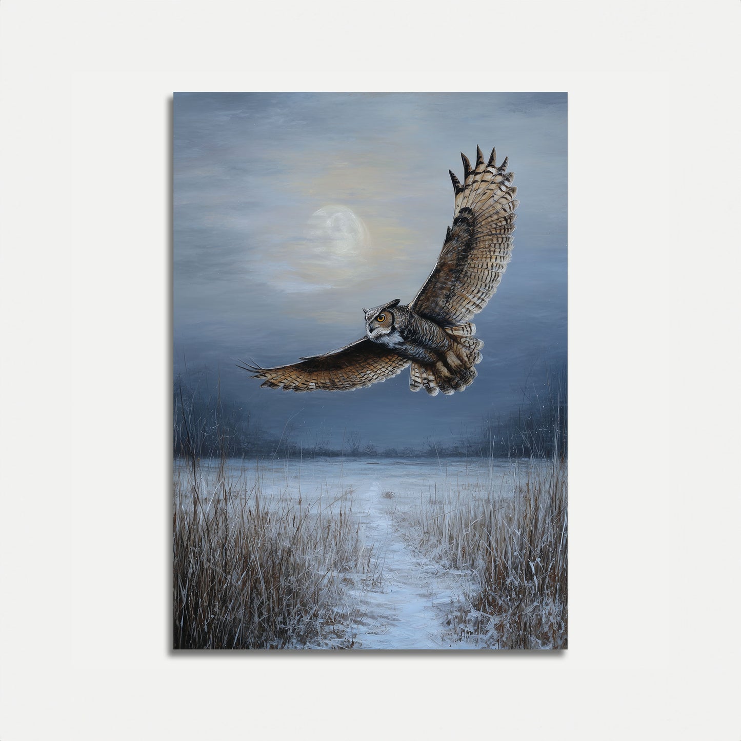 Owl in Moonlight Flight Poster