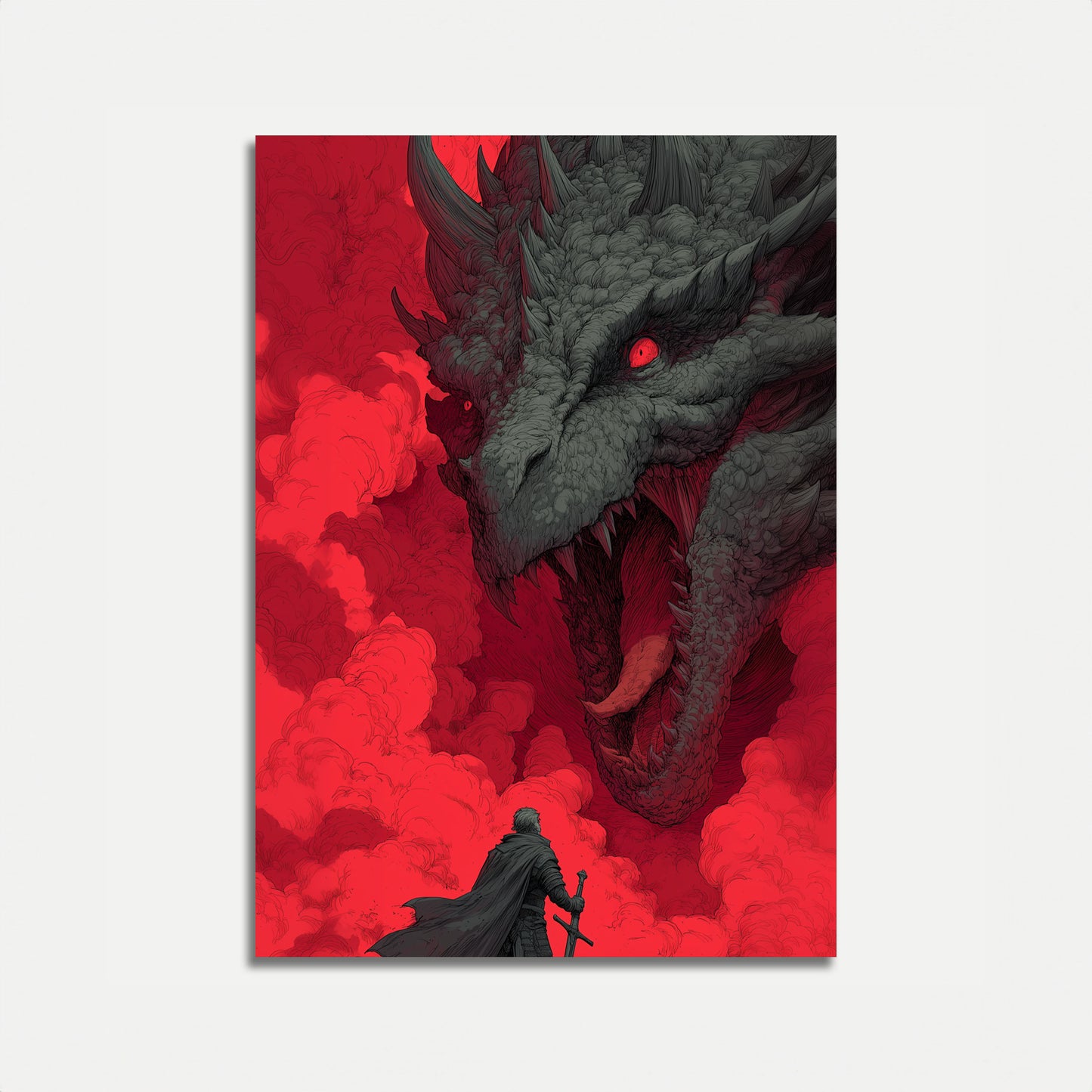 Póster de enfrentamiento con el dragón carmesí