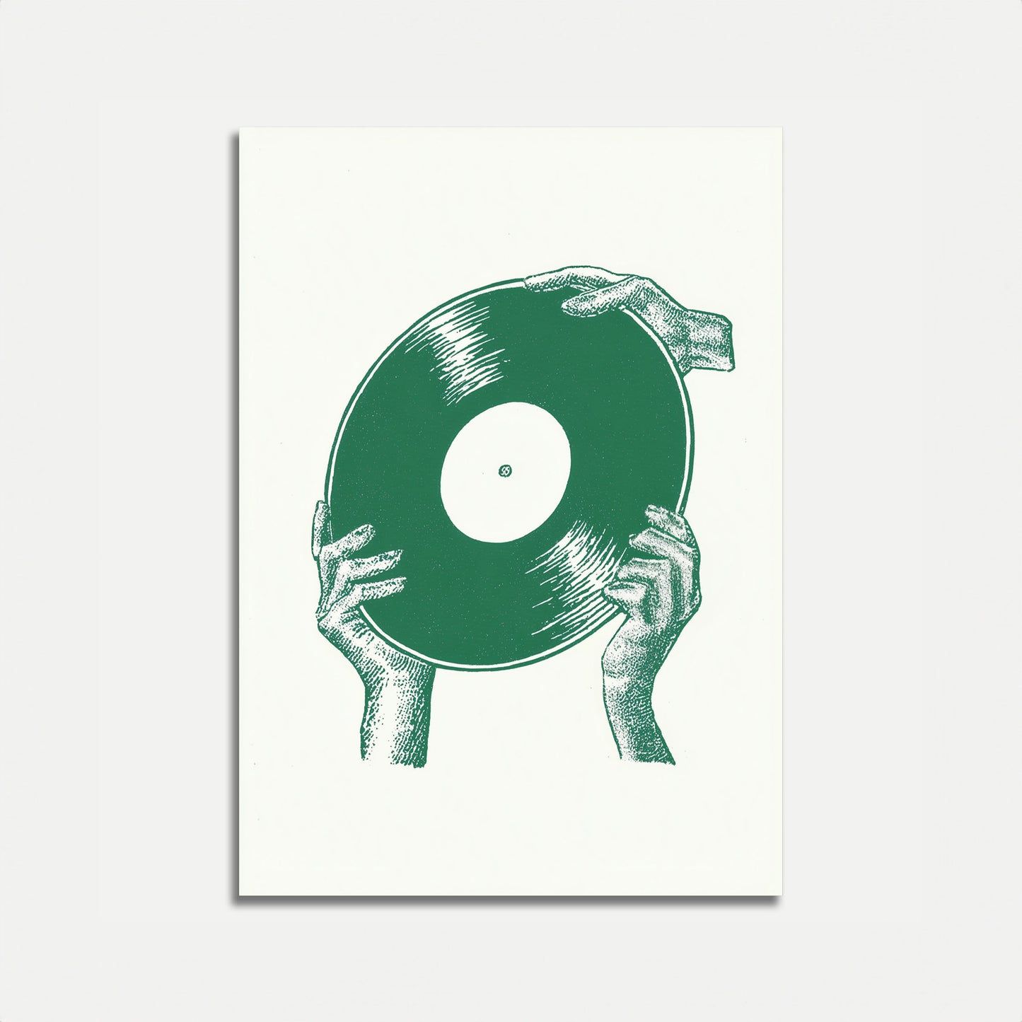 Green Vinyl Record Hands Poster
