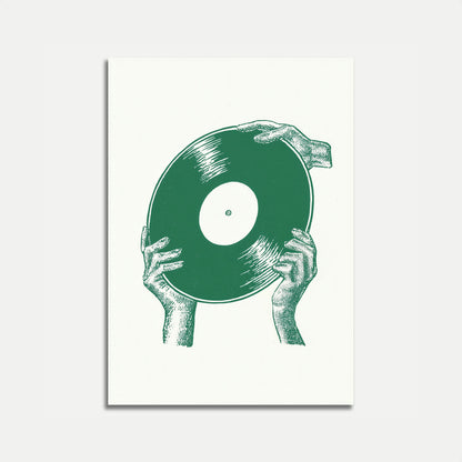 Green Vinyl Record Hands Poster