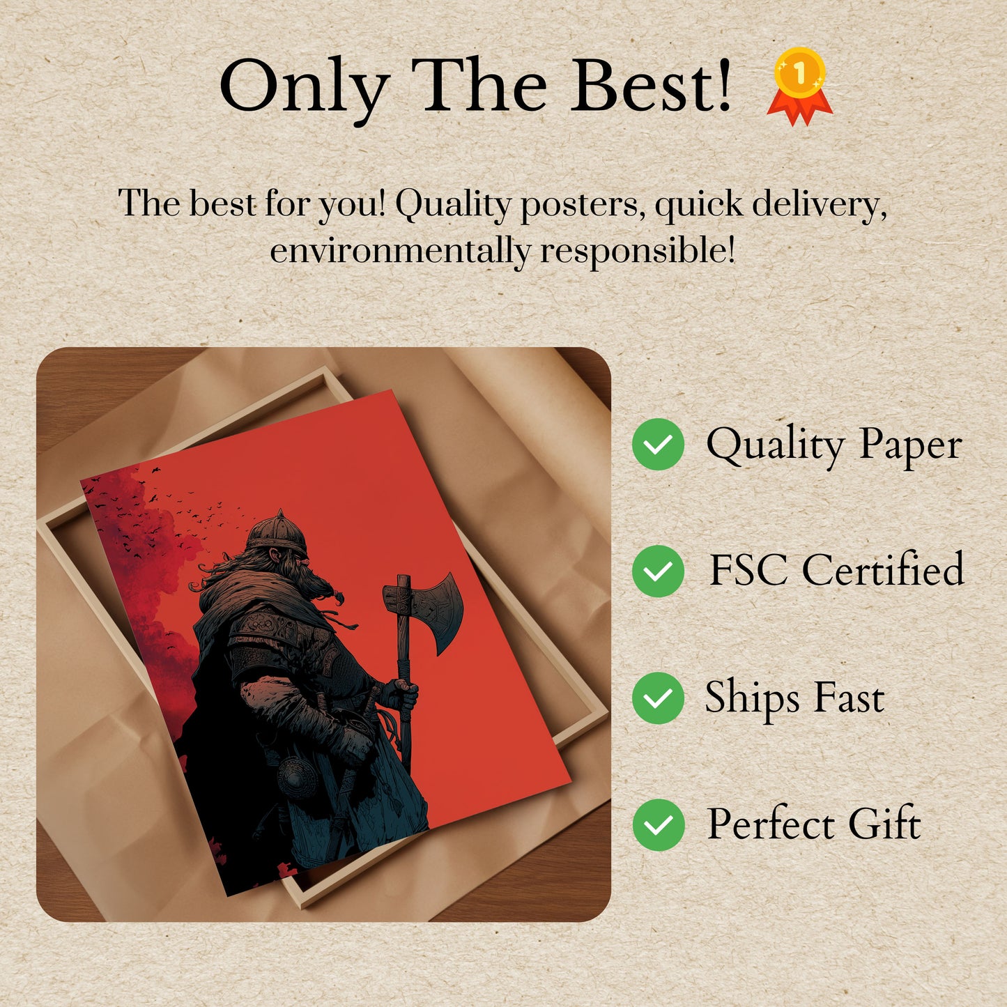 Viking Warrior Red Sky Poster