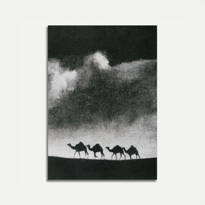 Caravane dans le désert - Silhouette de chameau - Affiche