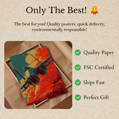 Burning Skies Fighter Jet Poster