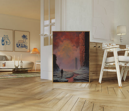 Solitary Wanderer Desert Tower Poster