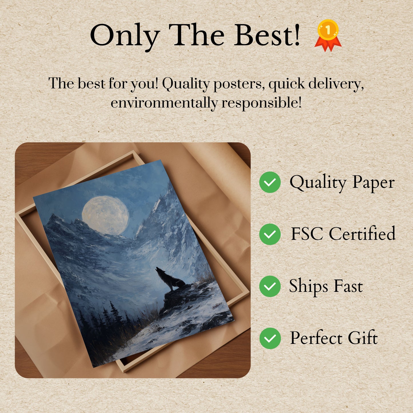 Lunar Howl Mountain Poster