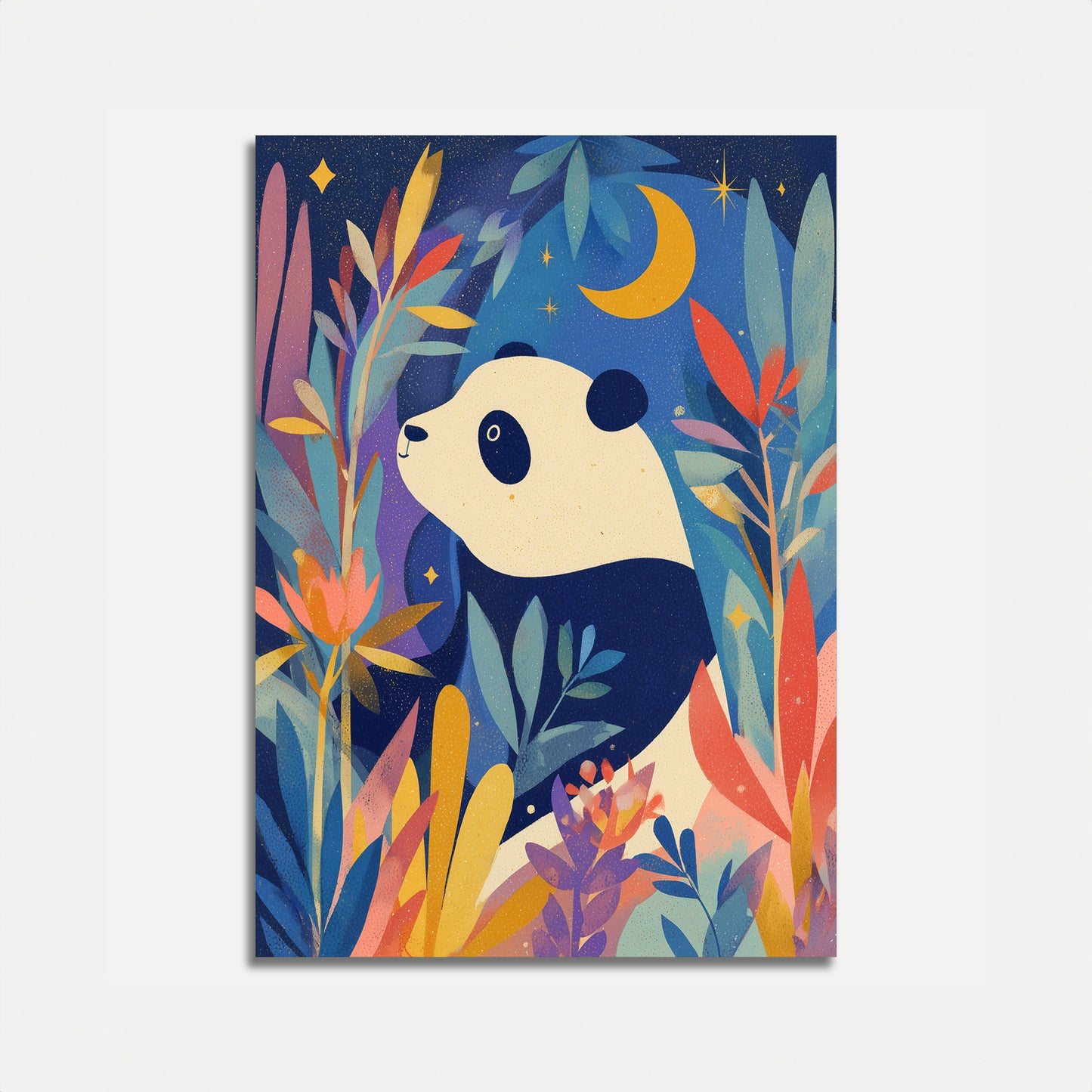 Moonlit Panda Garden Poster