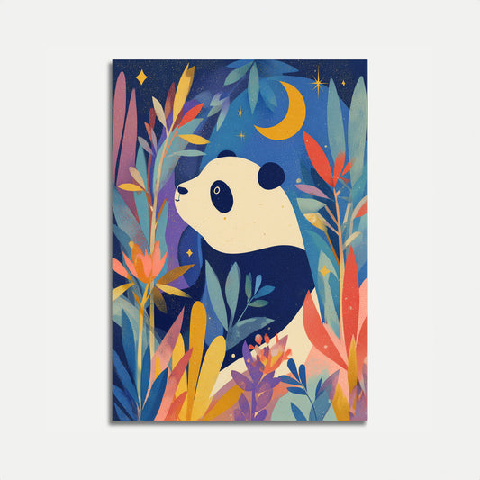 Moonlit Panda Garden Poster