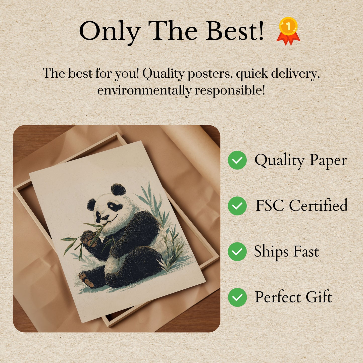 Póster artístico de un panda amante del bambú