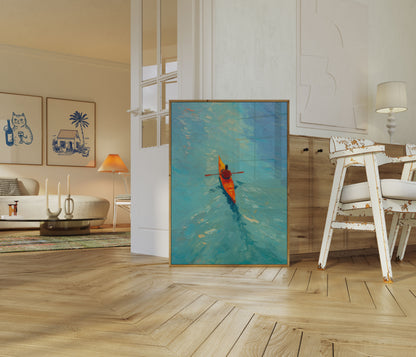 Kayaker on Turquoise Waters Poster