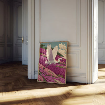 Elegant Hejre i Blomstermarker Plakat