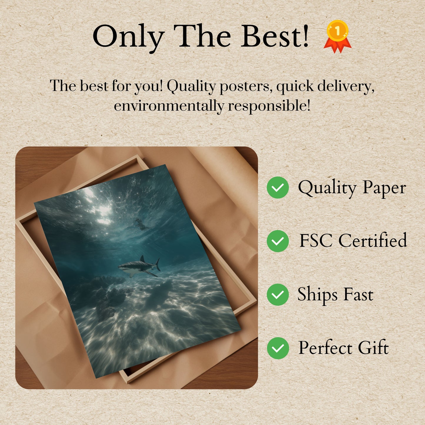 Underwater Predator Shark Poster