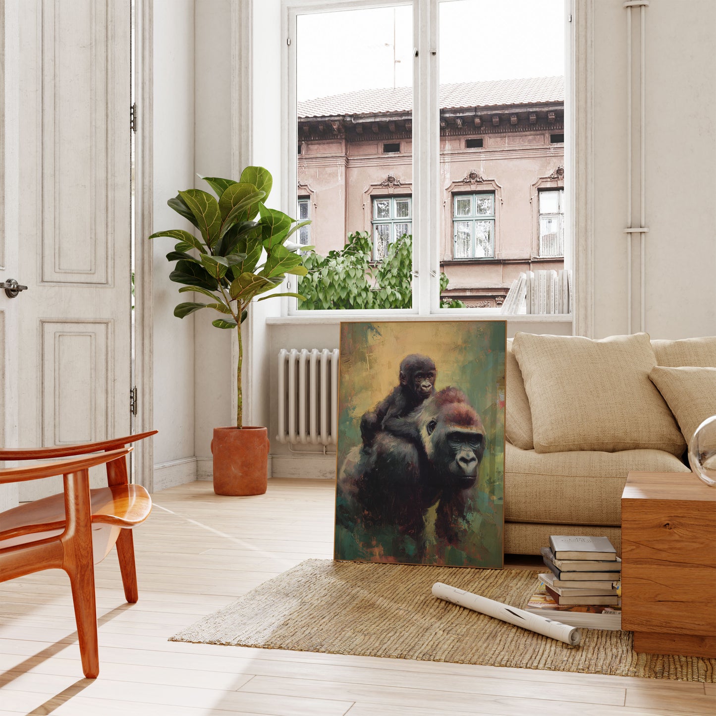 Moder og Barn Gorilla Plakat