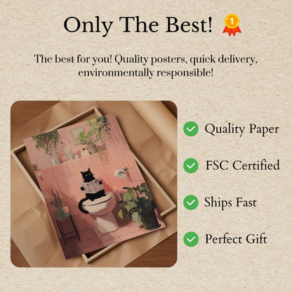 Bathroom Reading Cat Poster