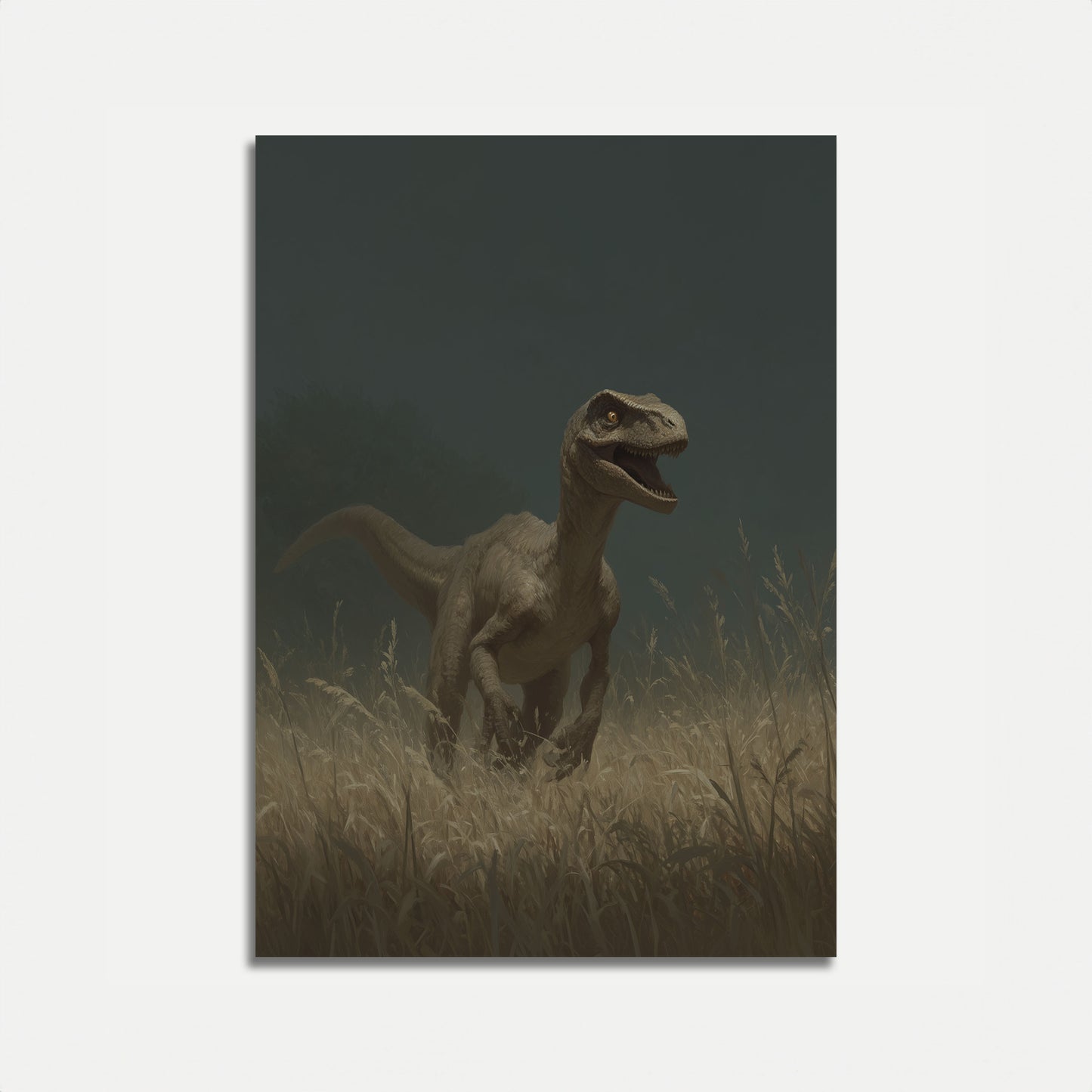 Prehistoric Predator in Grass Poster