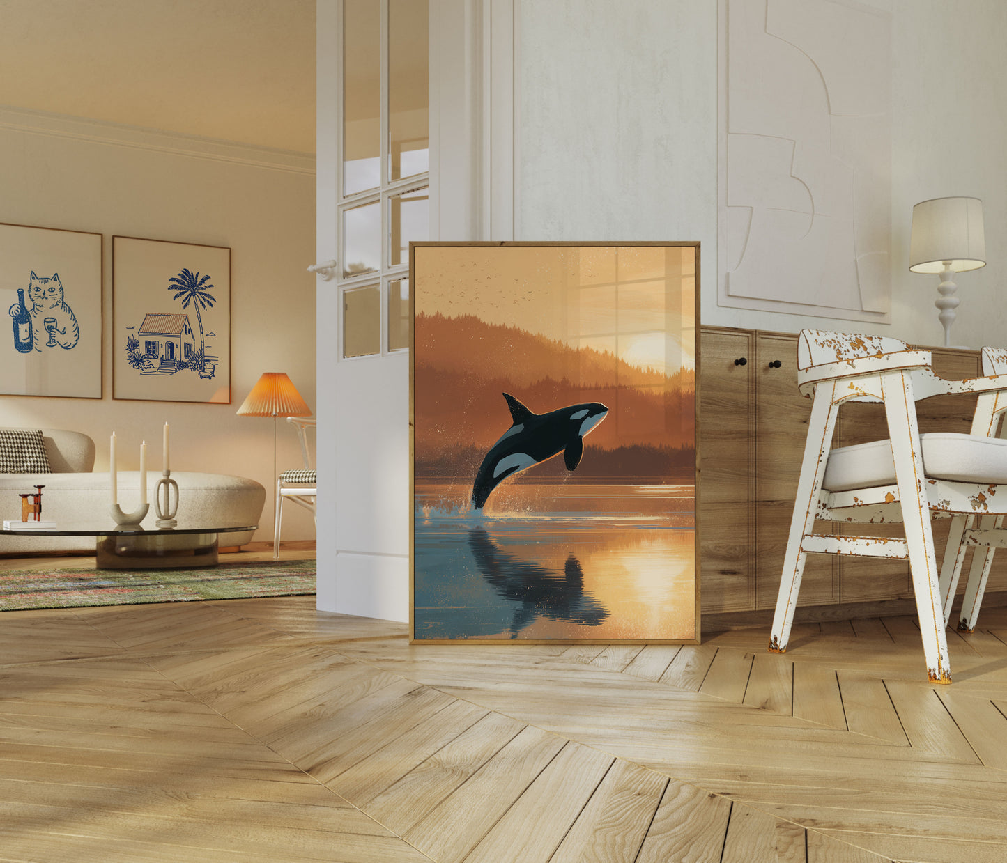 Sunset Orca Leap Poster