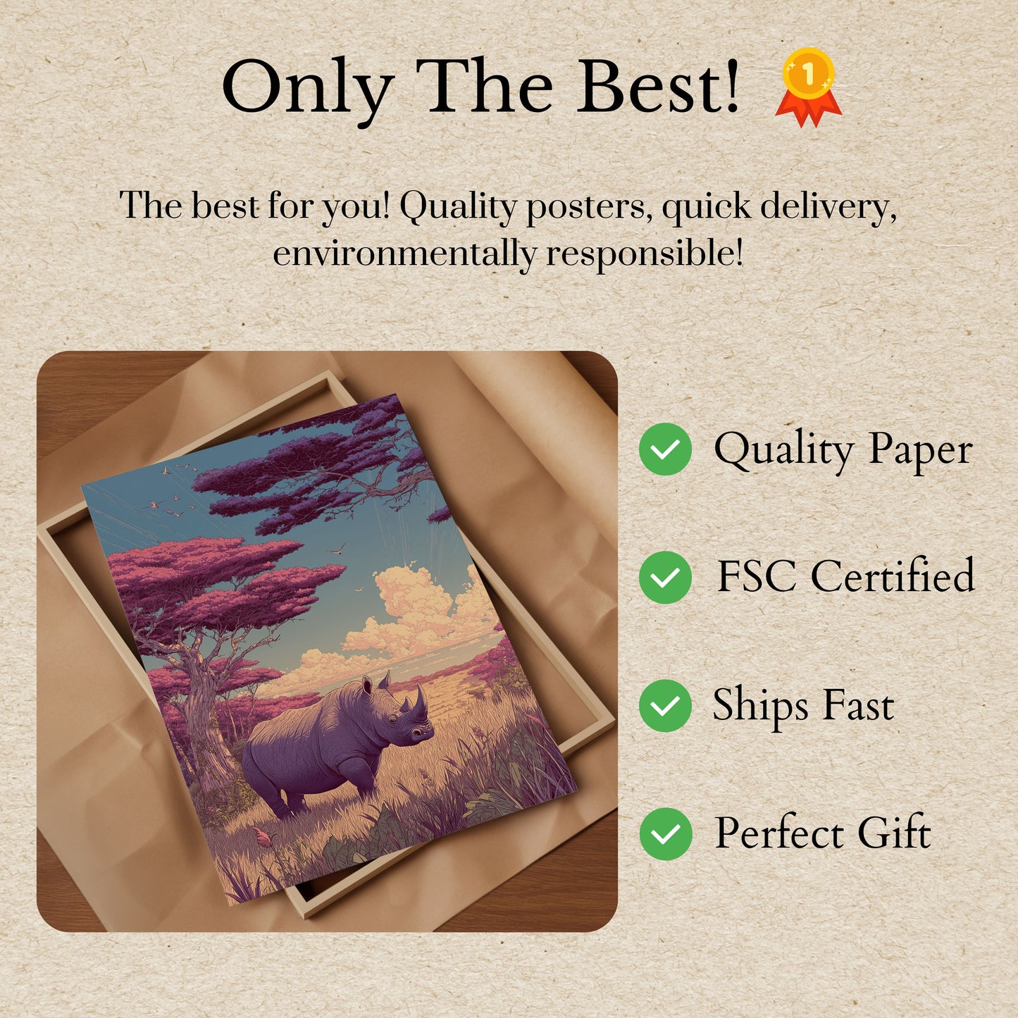 African Rhino Dreamscape Poster