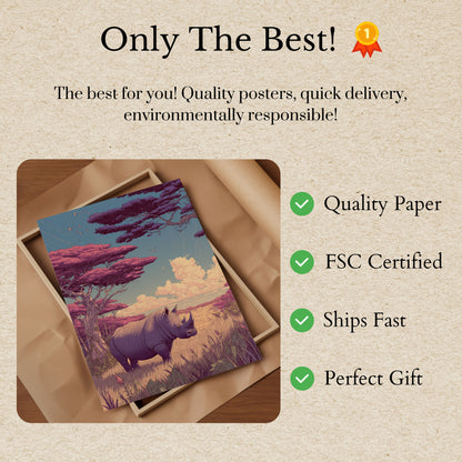 African Rhino Dreamscape Poster