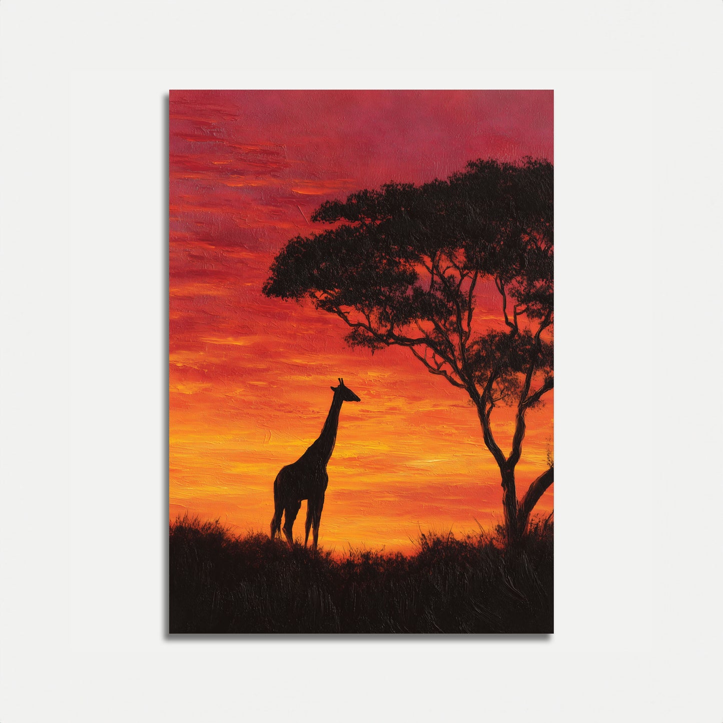 Pôster Girafa Pôr do Sol Africano