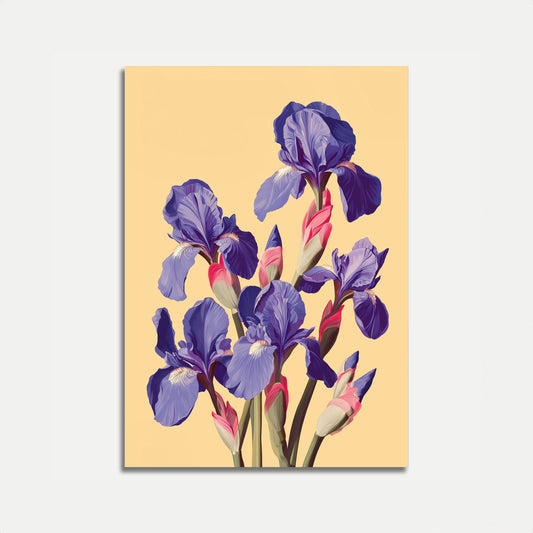 Levende Blå Iris Botanisk Plakat