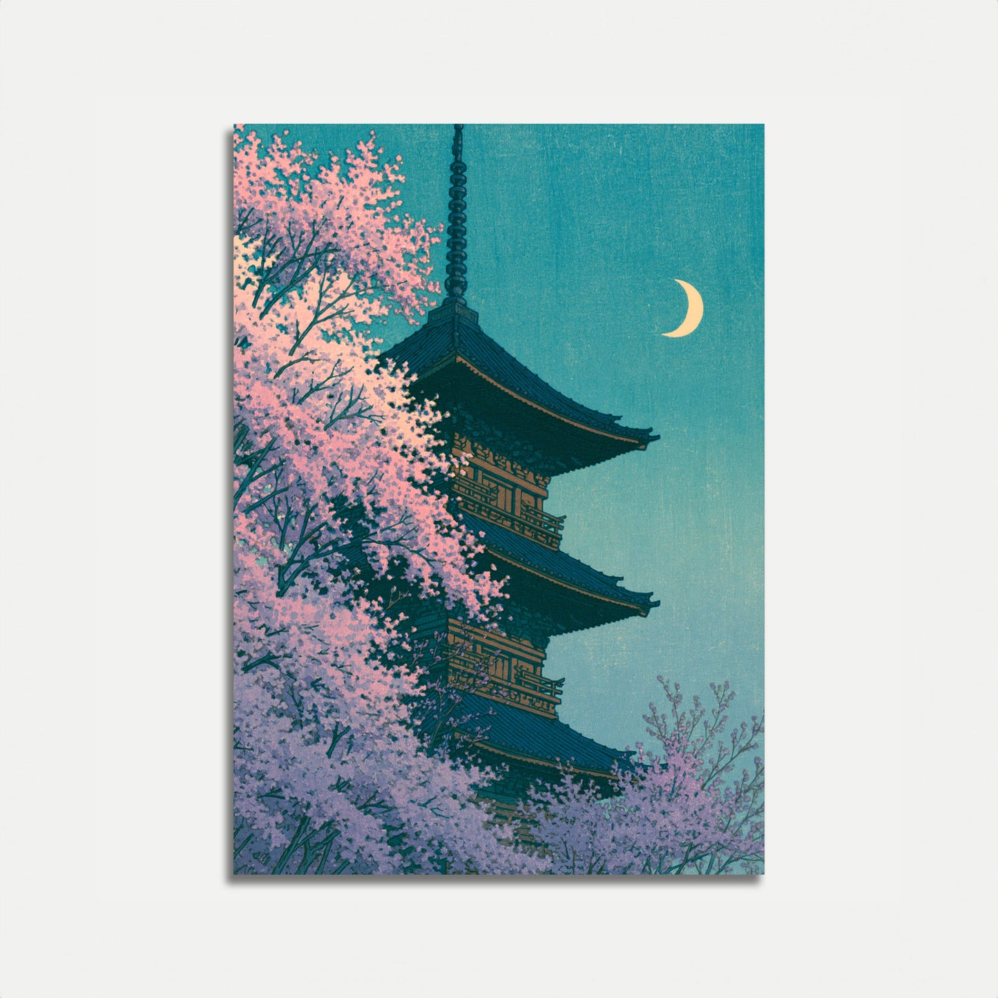 Kirschblüten-Pagoden-Nacht-Poster