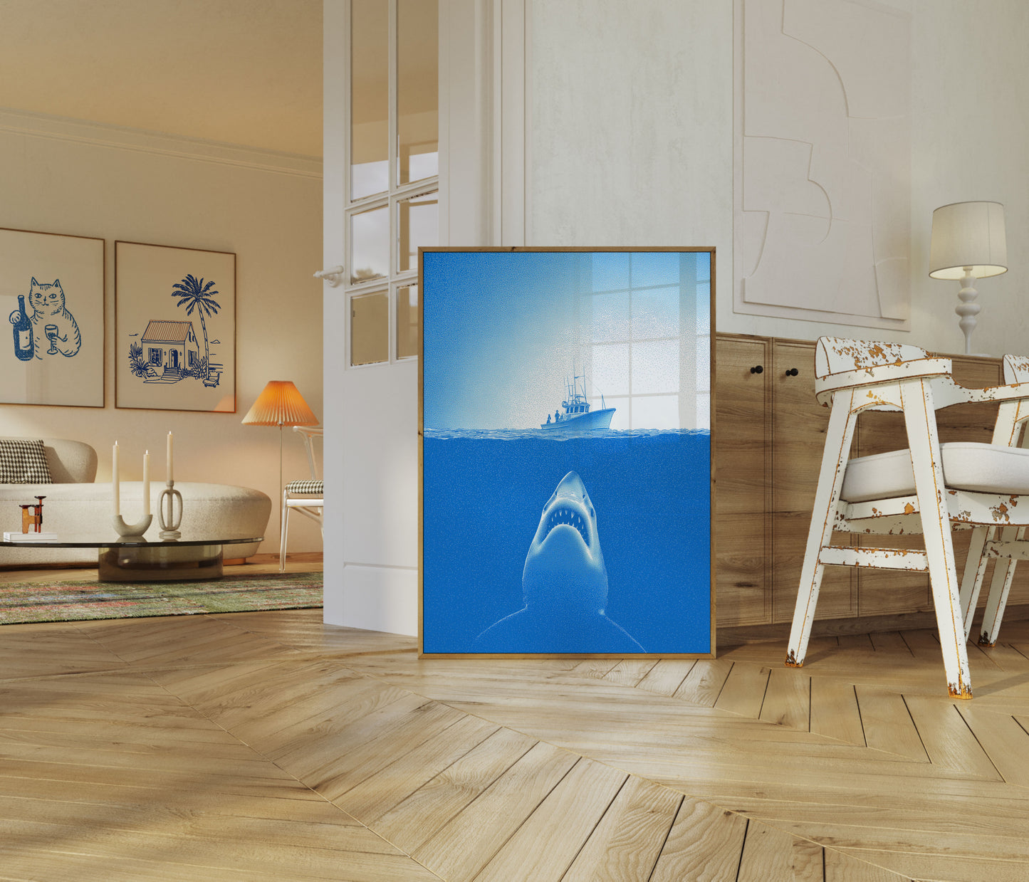 Shark Beneath the Boat Poster