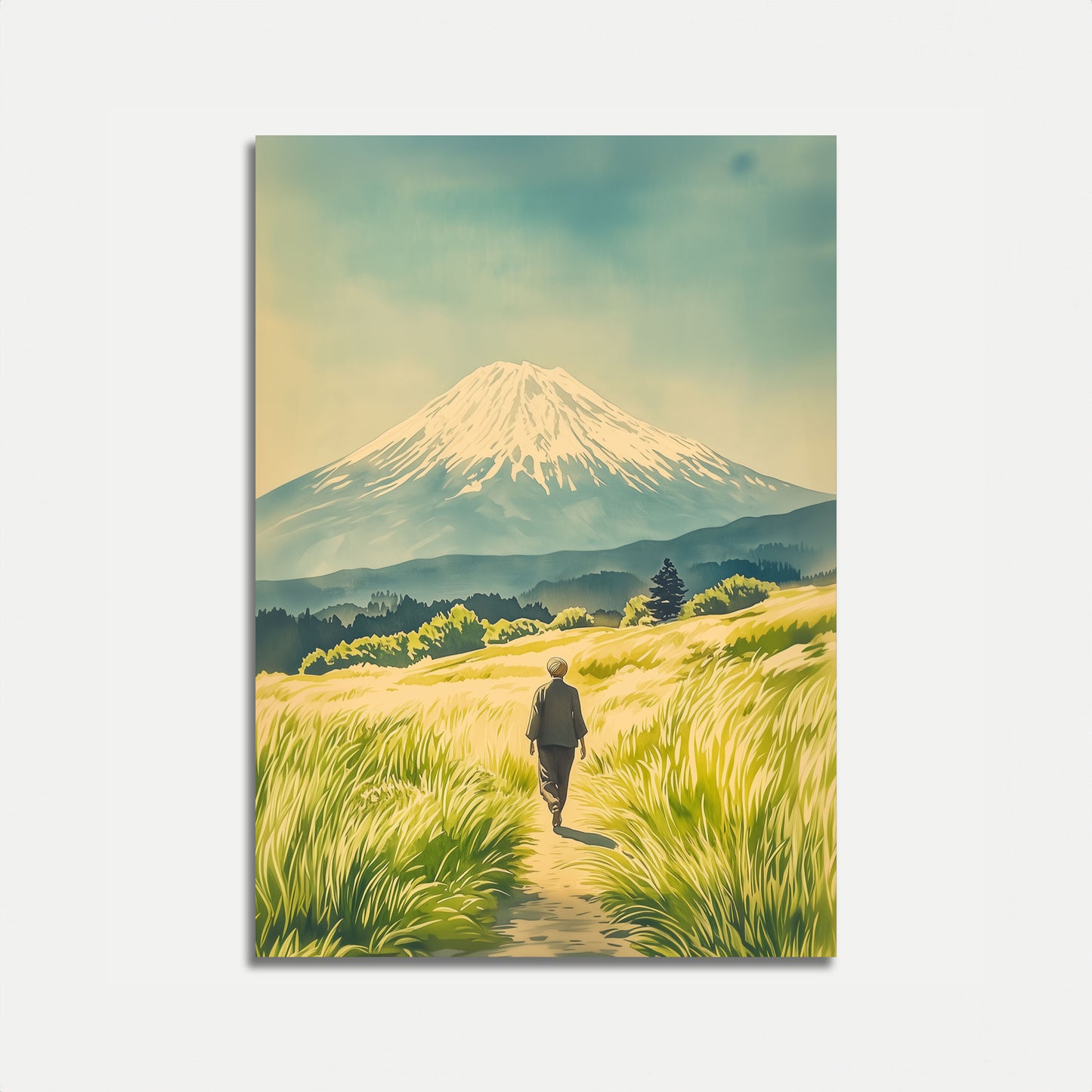 Solitary Journey Mount Fuji Poster