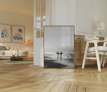 Cartel de Surfistas Entrando al Océano