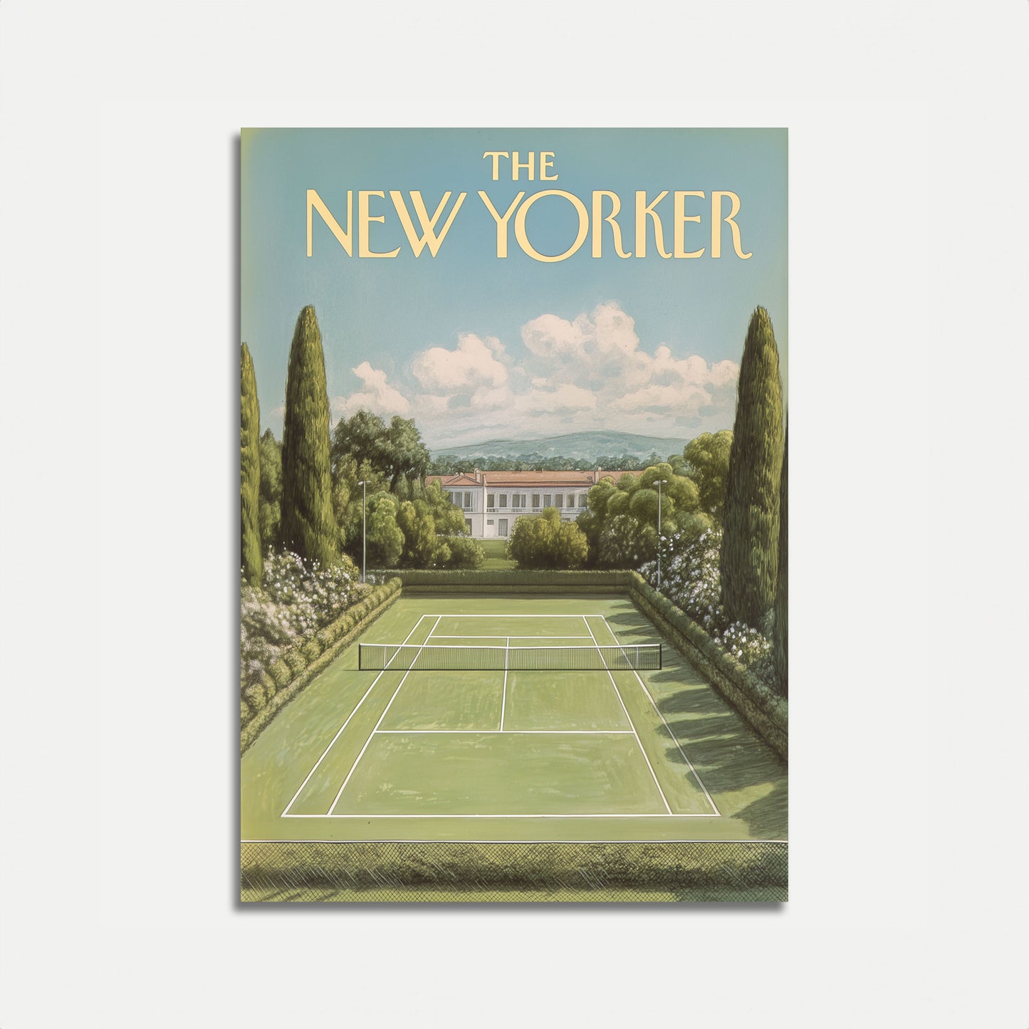Elegant Tennis Court New Yorker Poster