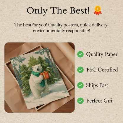 Póster de regalo festivo de oso polar