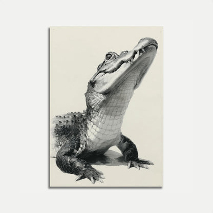 Póster con boceto de cocodrilo feroz