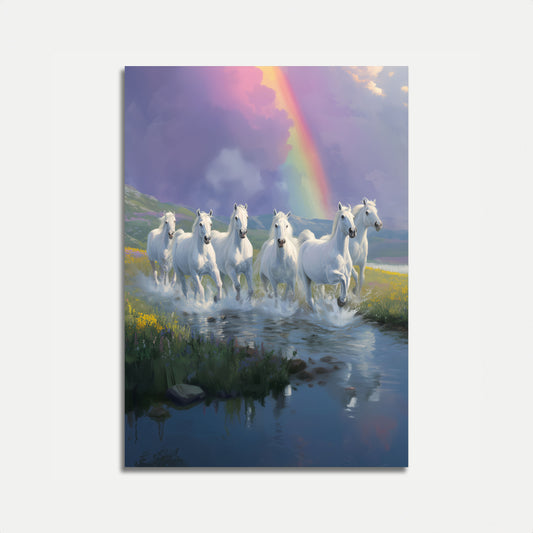 White Horses Rainbow Majesty Poster