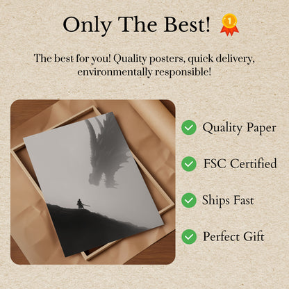 Póster de enfrentamiento del guerrero dragón