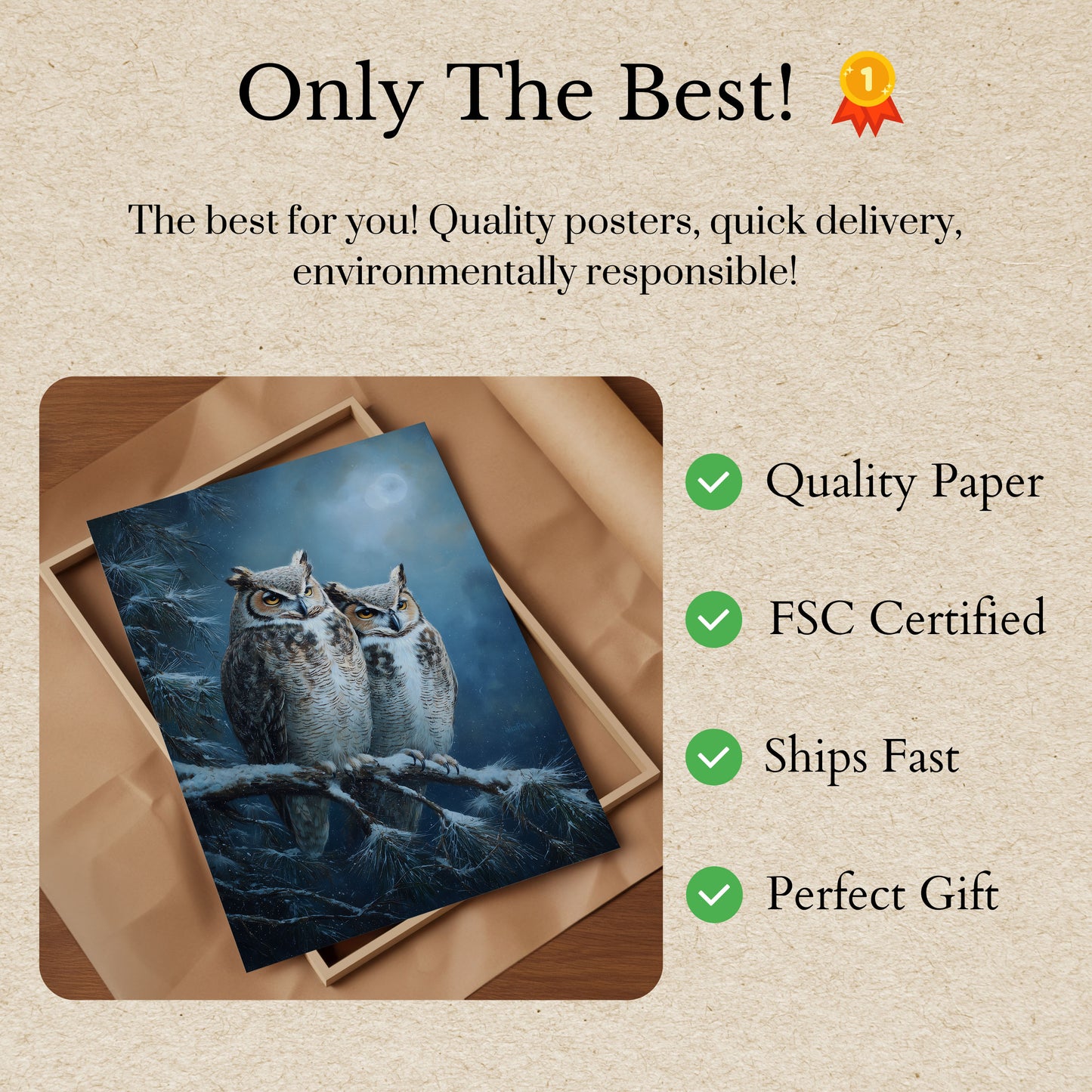 Snowy Owls Under Moonlight Poster