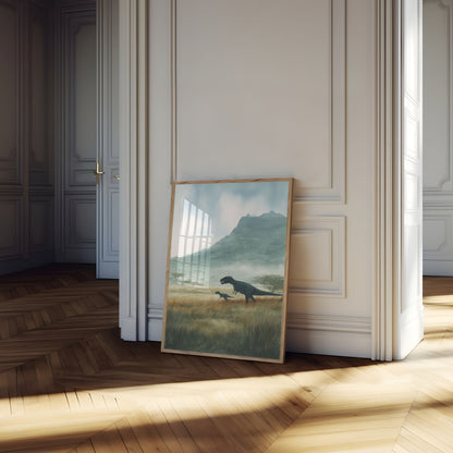 Póster de dinosaurios de praderas prehistóricas