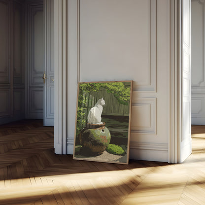 White Cat on Pottery Poster