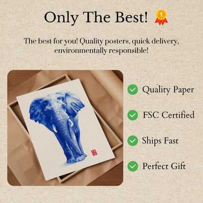 Blue Majesty Elephant Poster