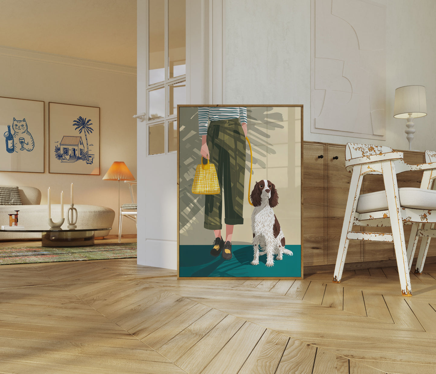 Stylish Dog Walking Poster