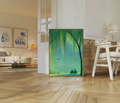 Willow Tree Riverside Contemplation Poster