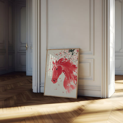 Red Stallion Cherry Blossom Poster