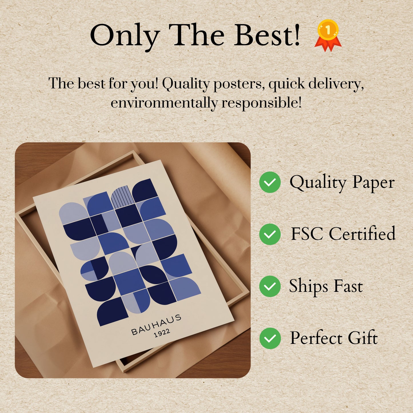 Geometric Bauhaus Blue Poster