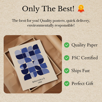 Geometric Bauhaus Blue Poster