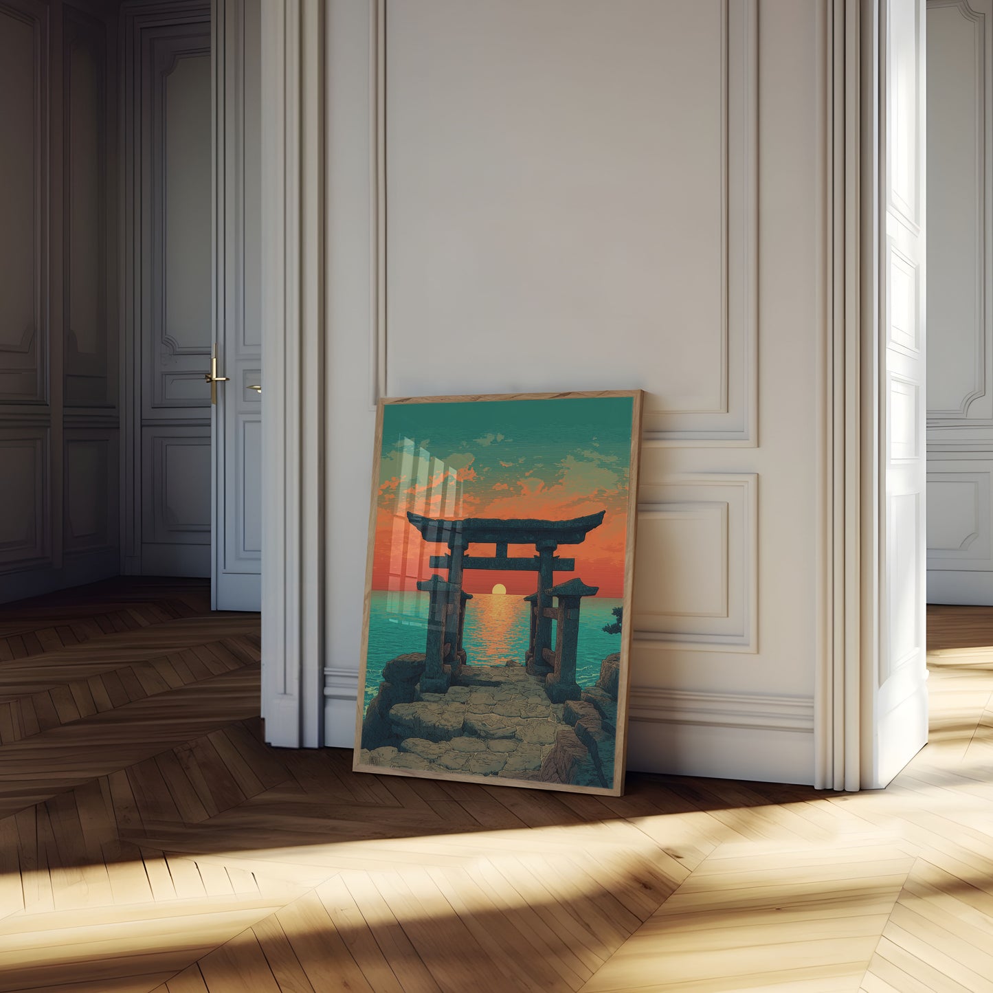 Japanese Torii Gate Sunset Poster