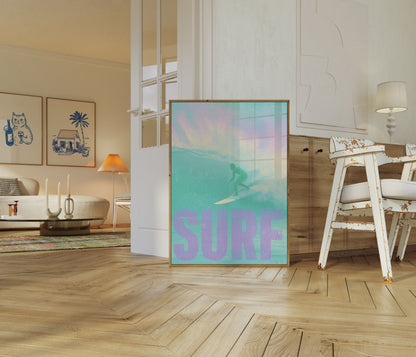 Poster: Surfista cavalca onde oceaniche