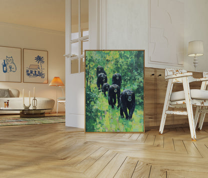 Póster de la Familia de Chimpancés en la Jungla